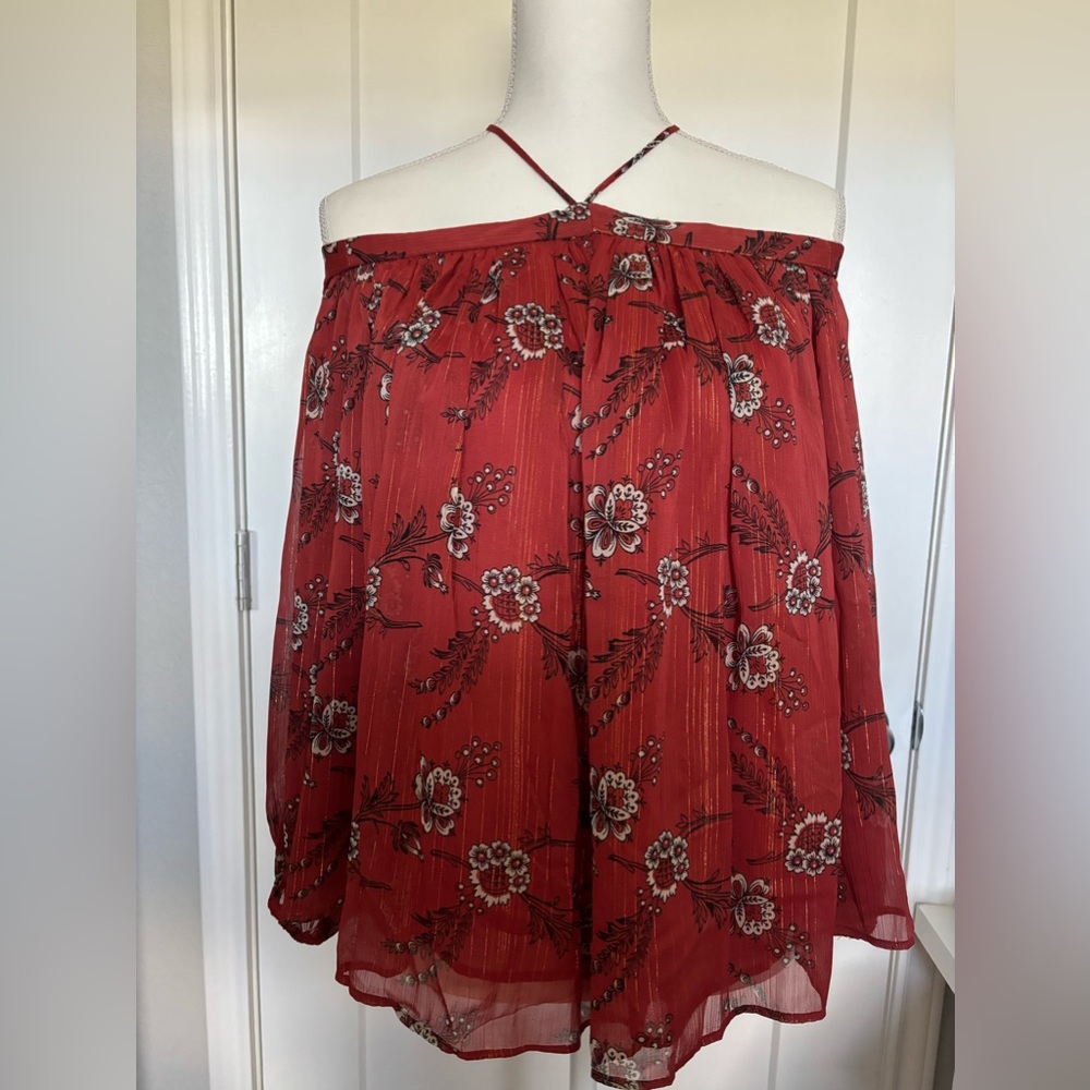 Ann Taylor off the shoulder balloon long sleeve blouse NWOT